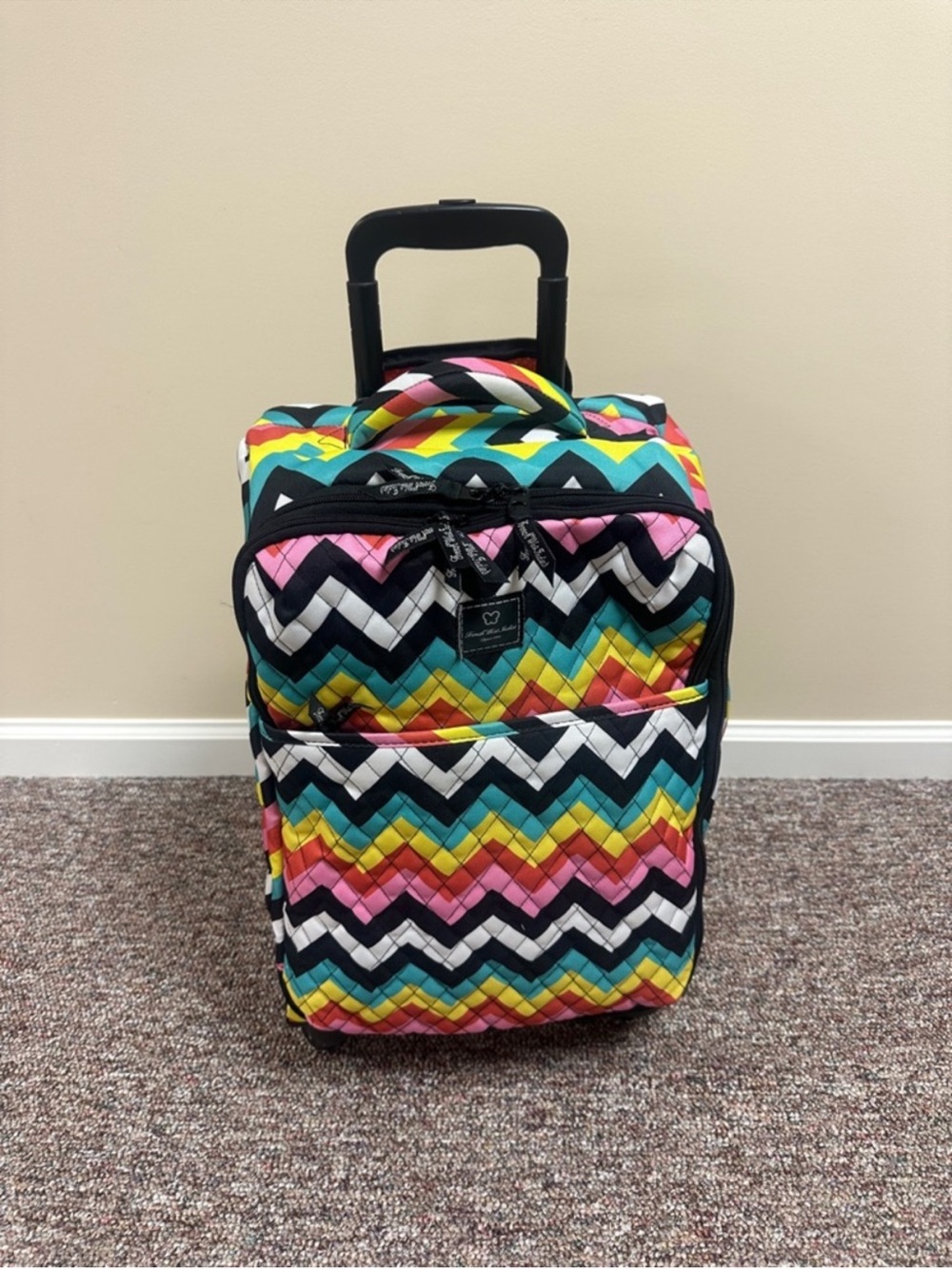 French West Indies Chevron Colorful Print Soft Carry On Roller Luggage Piece - Picture 2 of 4